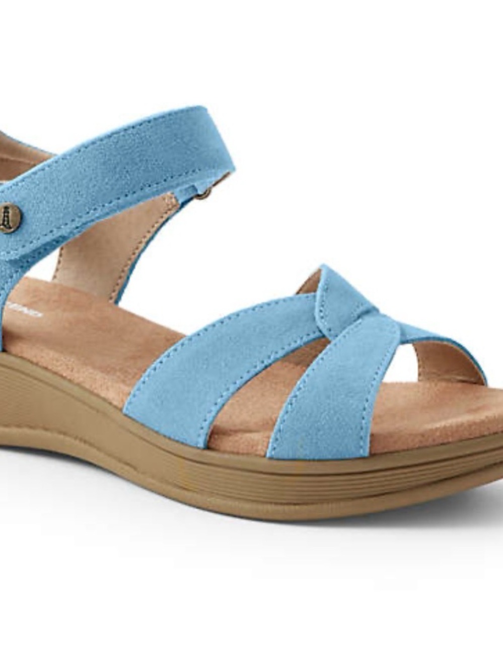 NWT Lands End Women's Leather Comfort Casual Wedge Sandals Size 6